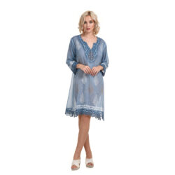 Blue kaftan with lace - Image 1