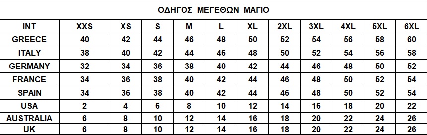 size chart swimming suites