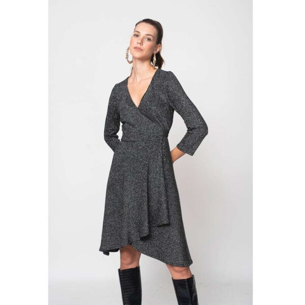 Midi wrap dress lurex