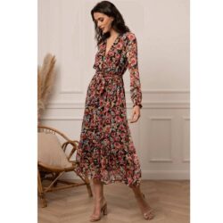 Φόρεμα floral μίντι ροζ