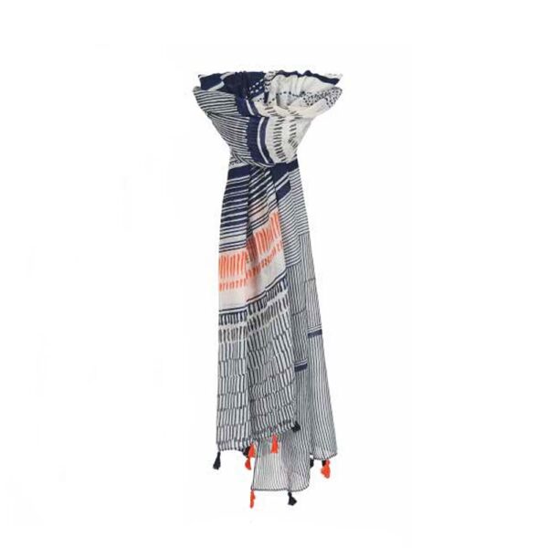 Women's Striped Scarf Navy