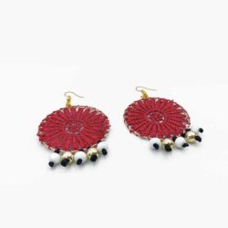 Red Crochet Motif Earrings - Image 4