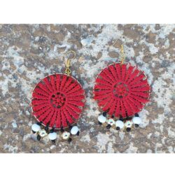 Red Crochet Motif Earrings - Image 3