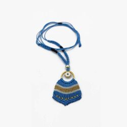 Handmade Blue Macrame Necklace - Image 5