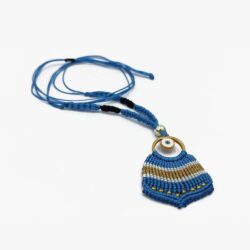 Handmade Blue Macrame Necklace - Image 4