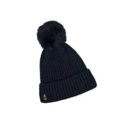 Women's Black Knitted Hat - Image 3