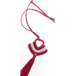 Red Macrame Heart Necklace - Image 3