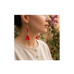 Handmade Macrame Tassel Earrings - Image 2