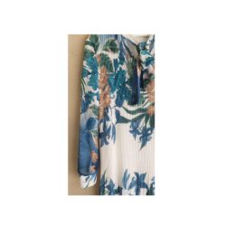 Μακρύ Floral Φόρεμα σε μπλε, άσπρο και μπεζ χρώμα